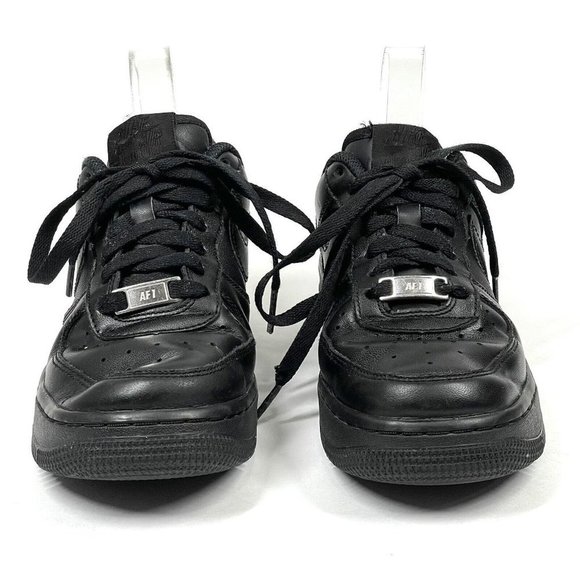 Nike Air Force 1 07 Black Leather Sneakers 315115-038 Womens Size 6 Shoes - Picture 3 of 12